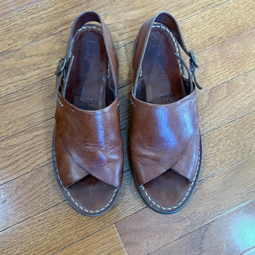 Cole Haan Brown Leather Slingback Sandals Women’s 9 - Picture 2 of 9